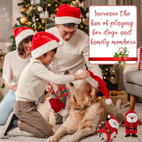 6 Pack Christmas Dog Toys Plush Stuffed Dog Squeaky Toys, Classic - Image 6