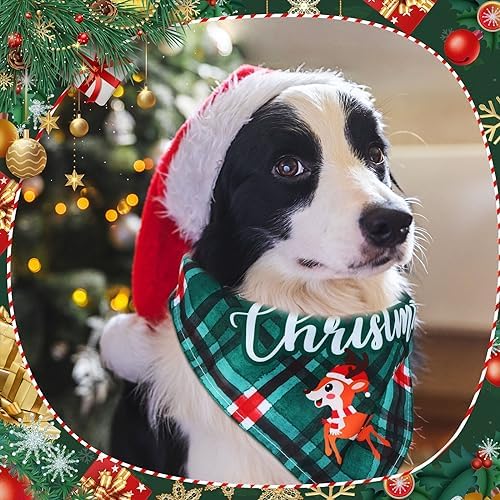 Abbylike 50 Pcs Christmas Plaid Dog Bandanas for Large Small Dog - Image 6