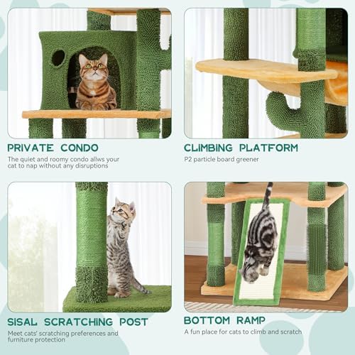 YITAHOME 193 cm Tall Cactus Cat Tower for Large Cats - Image 6