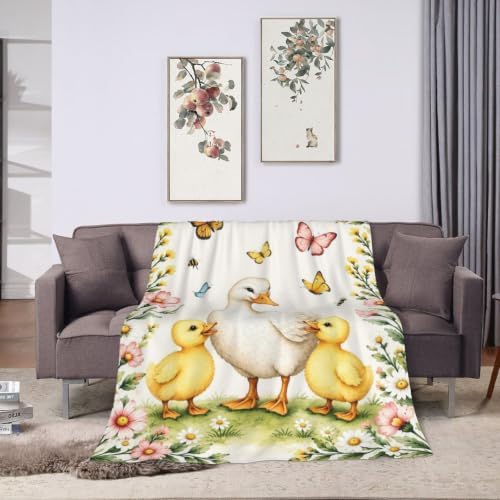 Cute Duck Blanket Duckling Butterfly Floral Throw Gifts 80"x60" - Image 6