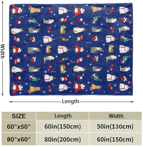 Tupmnbry Christmas Throw Blanket Christmas Cat Printed Blanket Super Soft Flannel Fleece Blankets Winter Plush Fuzzy Warm Bed Blankets Xmas Holiday Decor for Couch Bed 50"X60" - Image 6