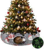 Cat Tunnel Christmas Tree Skirt, Plush Donut Bed for Cats, Grey by Midollarle