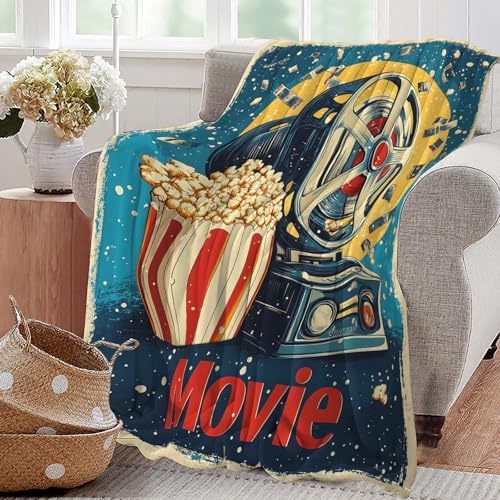 Movie Blanket Film Theater Cinema Popcorn Throw Blankets Gifts for Girls Boys Kids Movie Lover Soft Cozy Fleece Plush for Couch Sofa Bed 60"x50" - Image 5