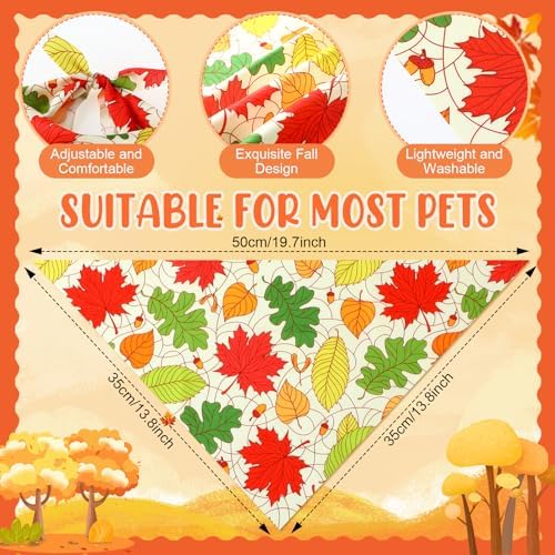 Preboun 50 Pcs Fall Dog Bandanas Bulk, Autumn Pumpkin Maple Leaves Pattern - Image 3