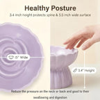 Ceramic Cat Slow Feeder, Raised Slow Feeder Cat Bowl, Anti Vomiting and Whisker Friendly Kitty Dish, Elevated Puppy Kitten Food Bowl for Dry and Wet Food (Purple)