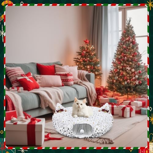 AceOrbit Christmas Cat Tunnel Bed Under Christmas Tree - Image 5