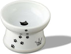 Necoichi Ceramic Elevated Cat Food Bowl, Whisker-Friendly (Cats, Regular)