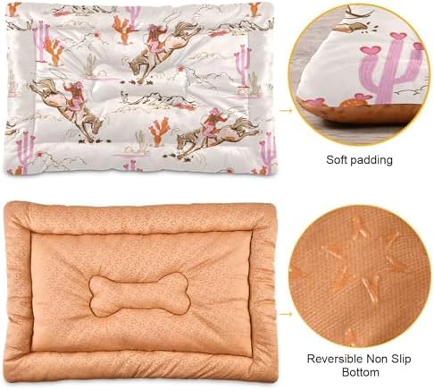 Dog Bed Mat Cowgirl Western American Washable Anti Slip Bottom Comfy Kennel Pad Cat Crate Pet Pad 24 x 36 Inches - Image 3