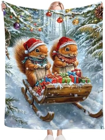 Christmas Squirrel Blanket Squirrel Throw Stuff Gifts 60"x50" - Image 5