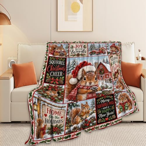 Christmas Squirrel Throw Blanket Woodland Animal Holiday Gifts 50''X60'' - Image 4
