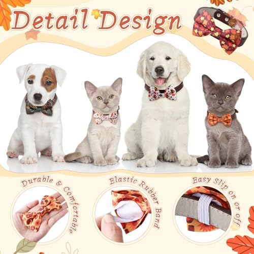 Reginary 50 Pcs Dog Bow Ties Pet Collar Attachment Autumn Style - Image 3