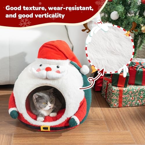 CATISM Christmas Cat Bed - Cute Santa Claus Cat Beds for Indoor Cats - Image 2