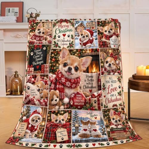Chihuahua Christmas Throw Blanket Cute Dog Holiday Print Gifts 60''x80'' by Fuzawet