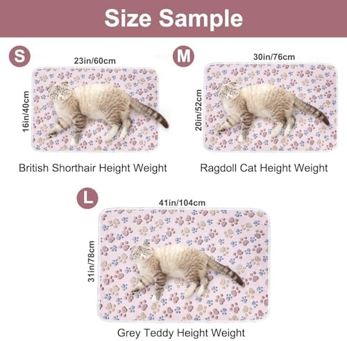 Dono 1 Pack 3 Blankets Soft Fluffy Paw Print Pattern Fleece Pet Blanket Warm Sleep Mat Puppy Kitten Blanket Doggy Mat Paw Print for Animals-23 * 16in - Image 2