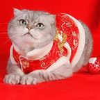 SEIS New Year Cat Knot Buttons Coat Dogs Cheongsam Winter Pet Clothes Vest of the Tang Dynasty Christmas Costume for Cats Teddy Bichon Small Medium Dogs (White, M (Chest Circumference 55cm/ 21.6")) - Image 3