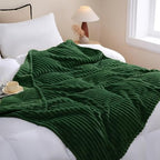 Green Fleece Throw Blanket 90”×90” for Couch Sofa Livingroom by linecooo