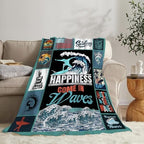 Surfing Blanket Surfing Surfboard Throw Blankets Decor Stuff Cozy Flannel Fleece Soft Plush Fuzzy Warm Lightweight Bedding Ocean Lovers Gifts for Women Girls Kids 60"X50" - Image 2
