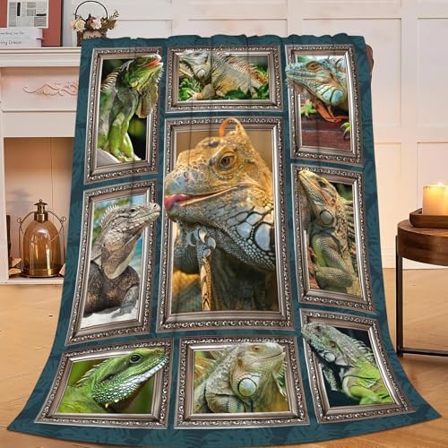 Lizard Blanket for Girls Women Boys Men Adults Kids Soft Cozy Fleece Iguana Reptile Lovers Throw Blankets Gifts Warm Flannel Plush Stuff Lightweight Decorative for Couch Bed Sofa 50"X40" by Unknown