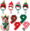 Dansydaisy 8 Pcs Christmas Dog Santa Hat and Scarf Set, Knitted Pet Costume by Dansydaisy