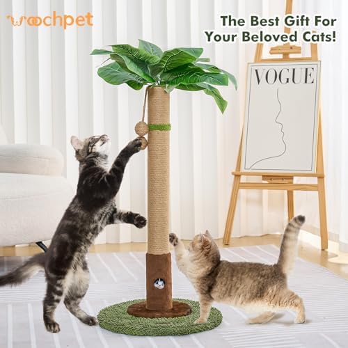Woochpet Cat Scratching Post for Indoor Cats,35.43" Tall Cat Scratcher Tree - Image 2