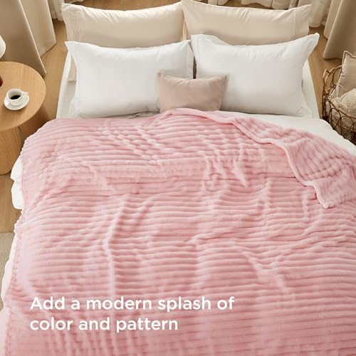 Bedsure Soft Queen Size Blanket for Bed Coral Pink 90"x90" - Image 3