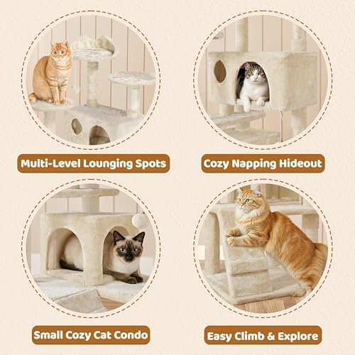 Yaheetech 62in Cat Tree Tower, Double Condo, Multi Platforms, Scratch Posts - Image 4
