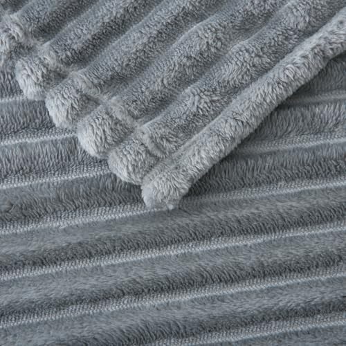 Grey Fleece Throw Blanket 108”×90” for Couch Sofa Livingroom - Image 5