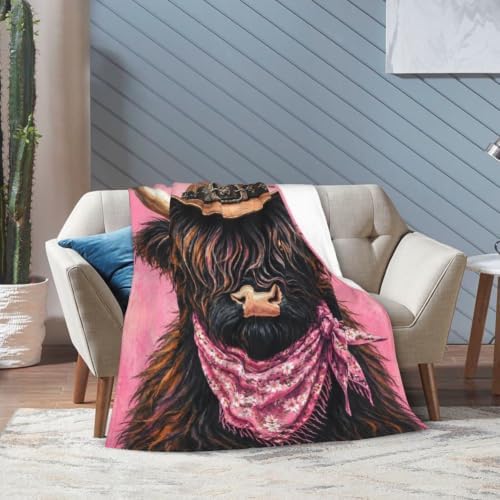 Highland Cow Blanket Cowgirl Western Pink Throw Stuff Gifts 80"x60" - Image 5