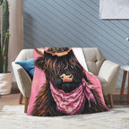 Highland Cow Blanket Cowgirl Western Pink Throw Stuff Gifts 80"x60" - Image 5