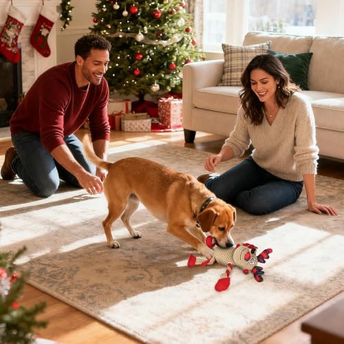 IOKHEIRA Christmas Dog Toys - Squeaky Dog for Small, Medium, and Large Dogs, Holiday Dog Toys with Organic Cotton, 5 Squeakers & Crinkle Papers, Soft Plush for Tug of War - Image 6