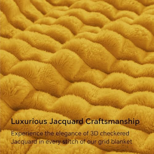 BEDELITE Mustard Yellow Fleece Throw Blanket for Couch, 50x60 Inches - Image 4