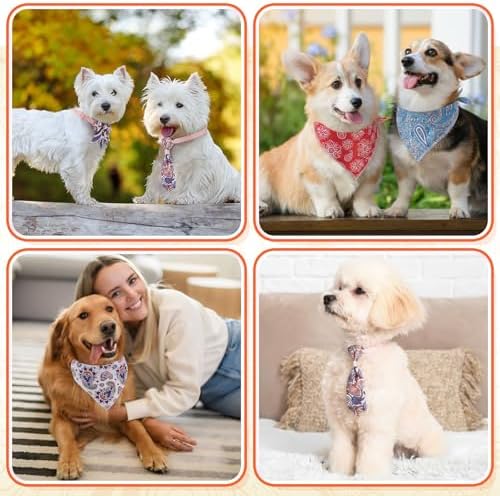 Reginary 120 Pcs Paisley Dog Bandanas Bulk Dog Bows Set Bow Ties Cat Scarf Colorful Washable Triangle Pet Kerchief Cute Bib for Summer Small Medium Large Pets Grooming Accessories Costume - Image 6