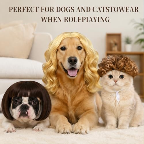 6 Pack Funny Cat and Dog Wig, for Pet Halloween Costumes - Image 4