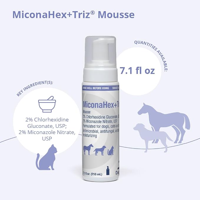 MiconaHex+Triz Mousse, 7.1 oz | Antibiofilm, Moisturizing; Packaging May Vary