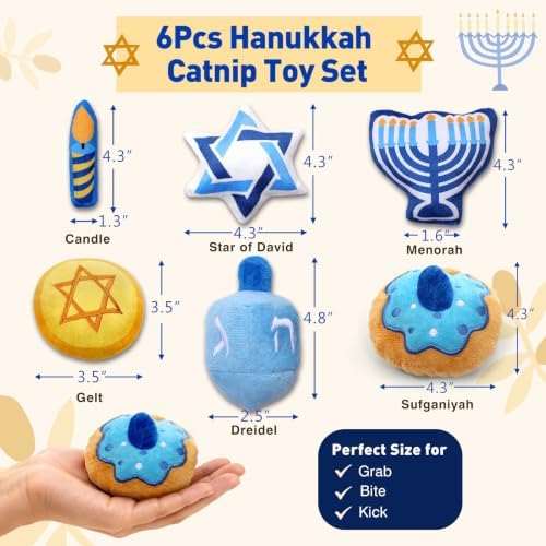 CiyvoLyeen Plush Hanukkah Catnip Toys for Indoor Cats 6 Pack - Image 2