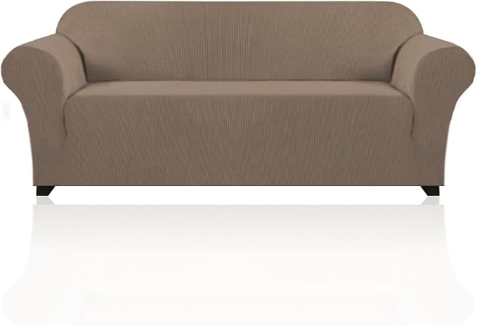 Stretch Sofa Cover Slipcover 1-Piece, Spandex Jacquard Fabric Universal Couch Cover for 3 Cushion, Washable Non Slip Sofa Cover, Pet Friendly (XL Sofa 89"-105",Macchiato)