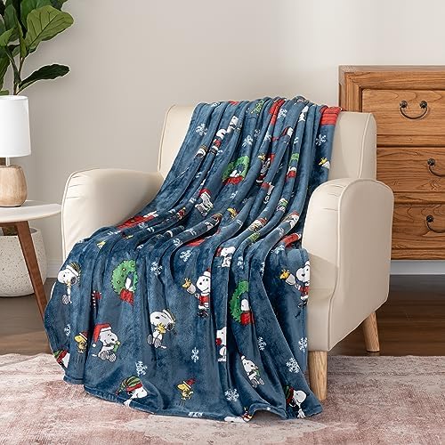 Berkshire Blanket Peanuts® Heavyweight Christmas Blanket,VelvetLoft® Cute Character Snoopy Plush Bed Blanket,Peanuts Best Chirstmas Icons Opened Up Navy,60 in x 70 in (Official Peanuts® Product) - Image 6