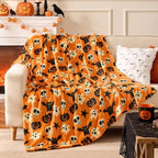 BEDELITE Halloween Twin Blanket, Spooky Decor & Gift, Orange, 60"x80" - Image 2