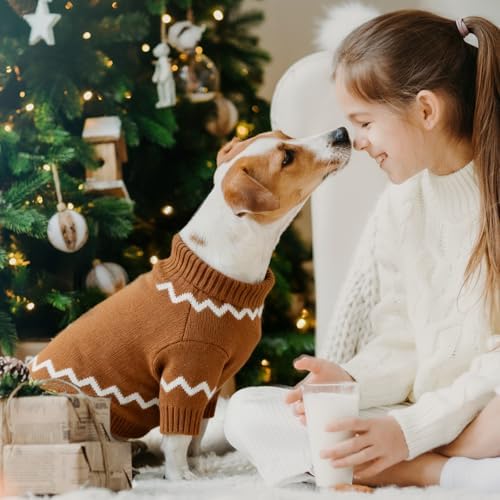 Dog Christmas Sweater Red Plaid Cardigans Dog Christmas Outfit Soft Warm Knitted Pet Clothes Cold Weather Puppy Clothes for Small Medium Large Dogs Cats - Image 4