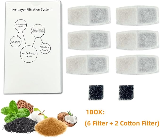 6 Pack Filters for cat Water Fountain