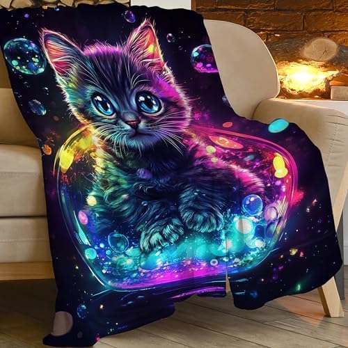 Cat Throw Blanket Cat Stuff Gifts for Kids Girls Boys Adults Women Man Soft Cozy Warm Plush Fluffy Fuzzy Fleece Blanket Decor 40''X50'' - Image 7