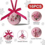 Pink Christmas Decor - Pink Christmas Tree Decorations Snowman Santa Candy Hanging Ornaments Balls, Cute Decorations Ball 1.18 Inch for Xmas Tree Party Home Holiday，Xmas Gifts Set of 16Pcs - Image 2