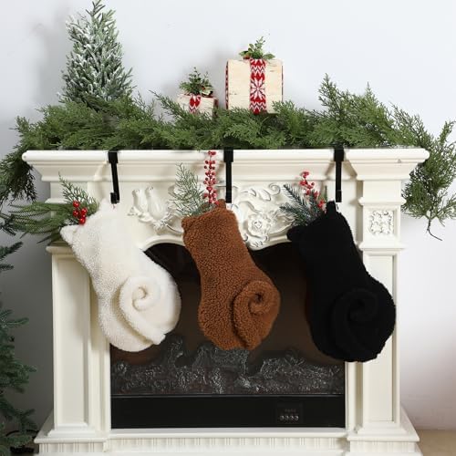 Civaner 3 Pcs Cat Christmas Stockings, 15.75 Inch Faux Fur Hanging Decor - Image 4