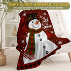 Snowman Christmas Decorative Throw Blanket, Cardinal Buffalo Plaid Scarf Print Decoration, Soft Flannel Winter Blankets for Couch Bed Sofa, Holiday Home Decor, Xmas Festival Gifts 50x60 Inch - Image 2