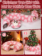 Cat Tunnel Christmas Tree Skirt for 5-7.5ft Trees - Prevent Christmas Tree Falling, Snowflake Patterns Warm Soft Cat Tube Bed with Anti-Slip Mat - Image 5