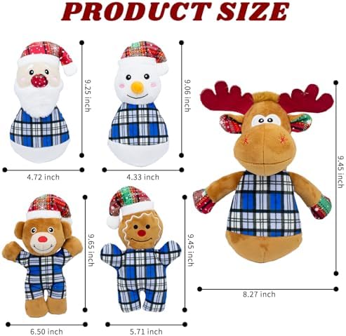 Christmas Dog Toys Set of 5pack Stuffed Gift for Puppy - Image 3