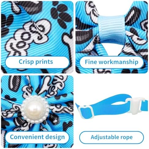 120PCS Dog Bows Pack Include 60PCS Dogs Collar Flowers and Bowties Attachments 20PCS Bowties with Adjustable Collar 40PCS Hair Bows for Small Medium Cats Pets Paw Bone Grooming Accessories - Image 3