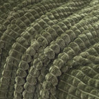 Puncuntex Fleece Throw Blanket Olive Green 50"×70" with Square Grid Design - Image 5