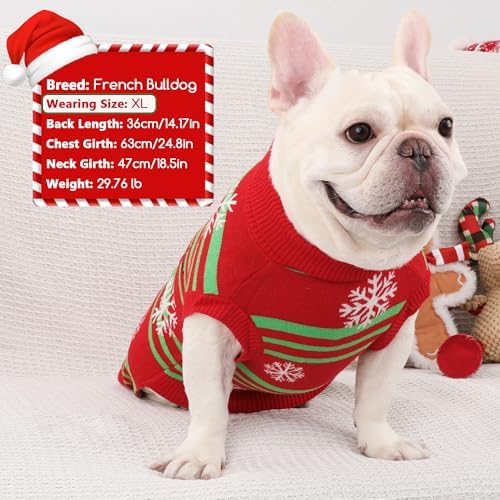 Dog Christmas Sweater Snowman Dog Christmas Outfit Adorable Soft Warm Turtleneck Knitted Festival Pet Clothes Cold Weather Puppy Clothes for Small Medium Large Dogs Cats - Image 4