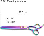 KINGSTAR 8.0in. Professional Pet Grooming Scissors Set,Titatium Plated Straight & Thinning & Curved Scissors Set with Comb,Dog Grooming,A563